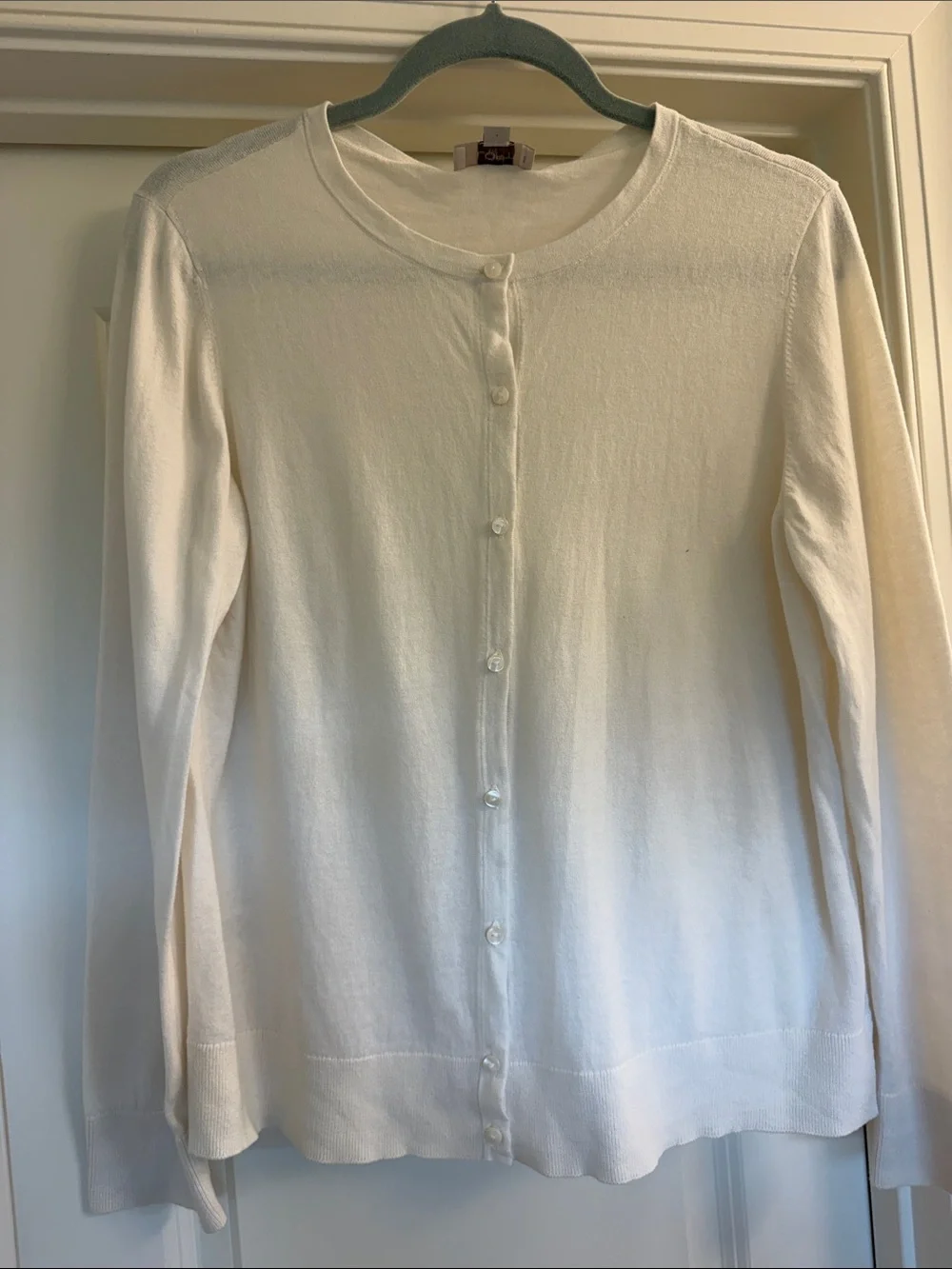 LOFT Cream Button-Front Lightweight Cardigan